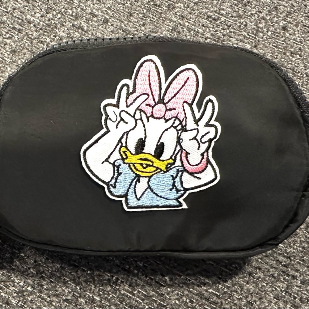 Black Bag with Cartoon Character Patch